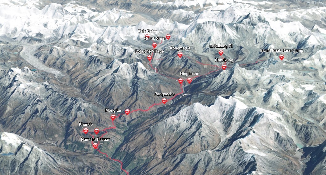 Interactive map of the Khumbu Trek