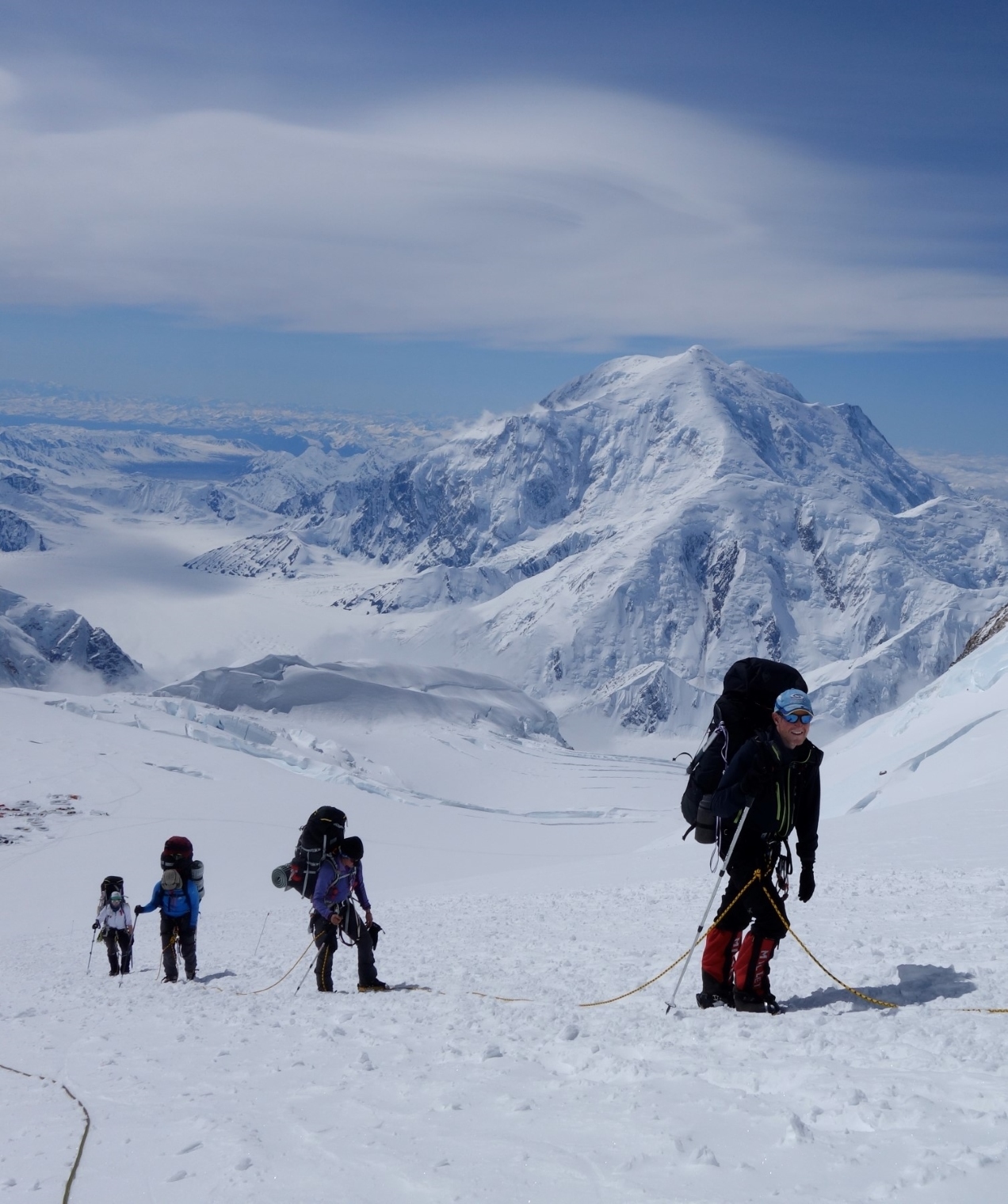 Climbers on rope on Denali Alaska