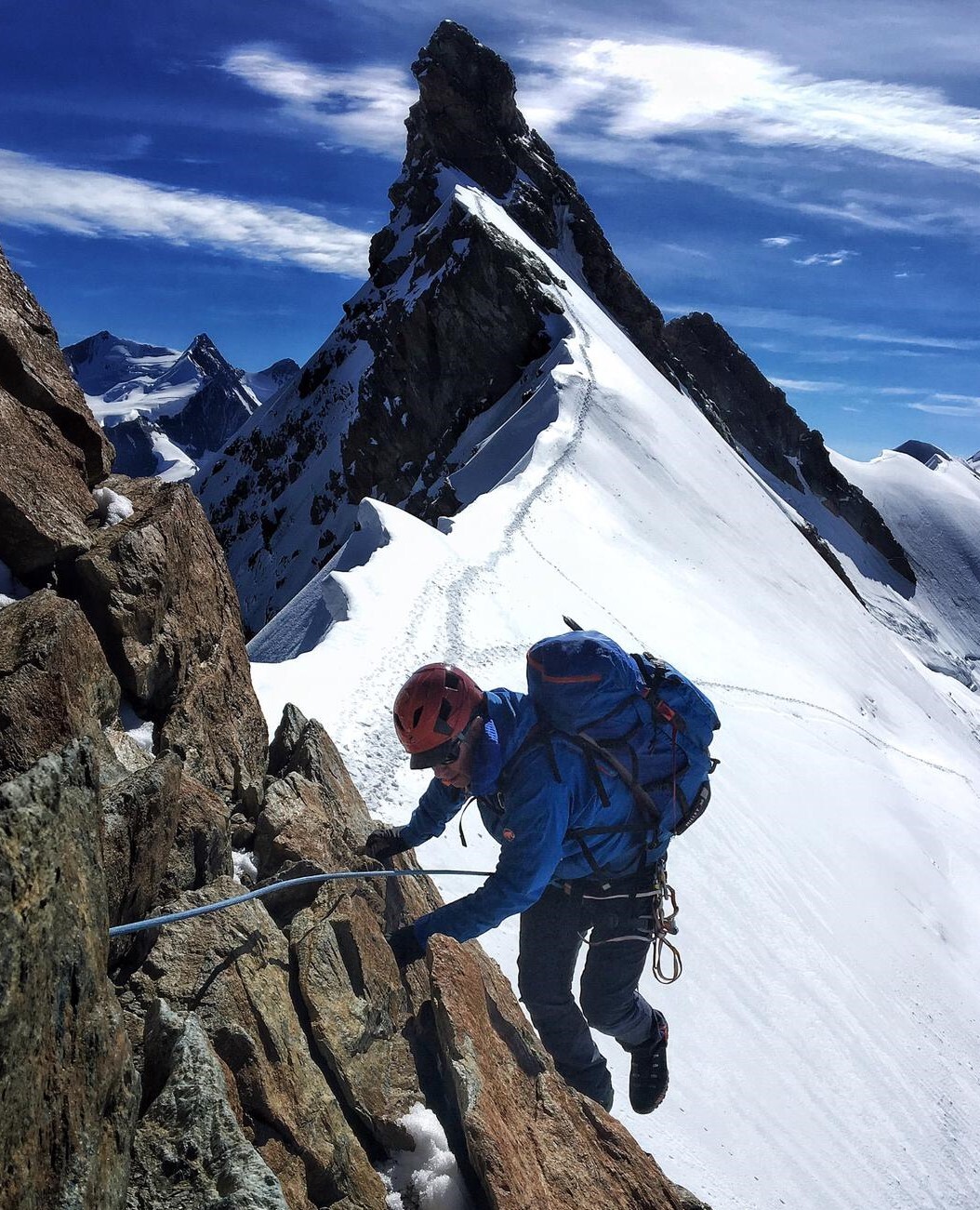 Feeling the exposure while climbing the Matterhorn