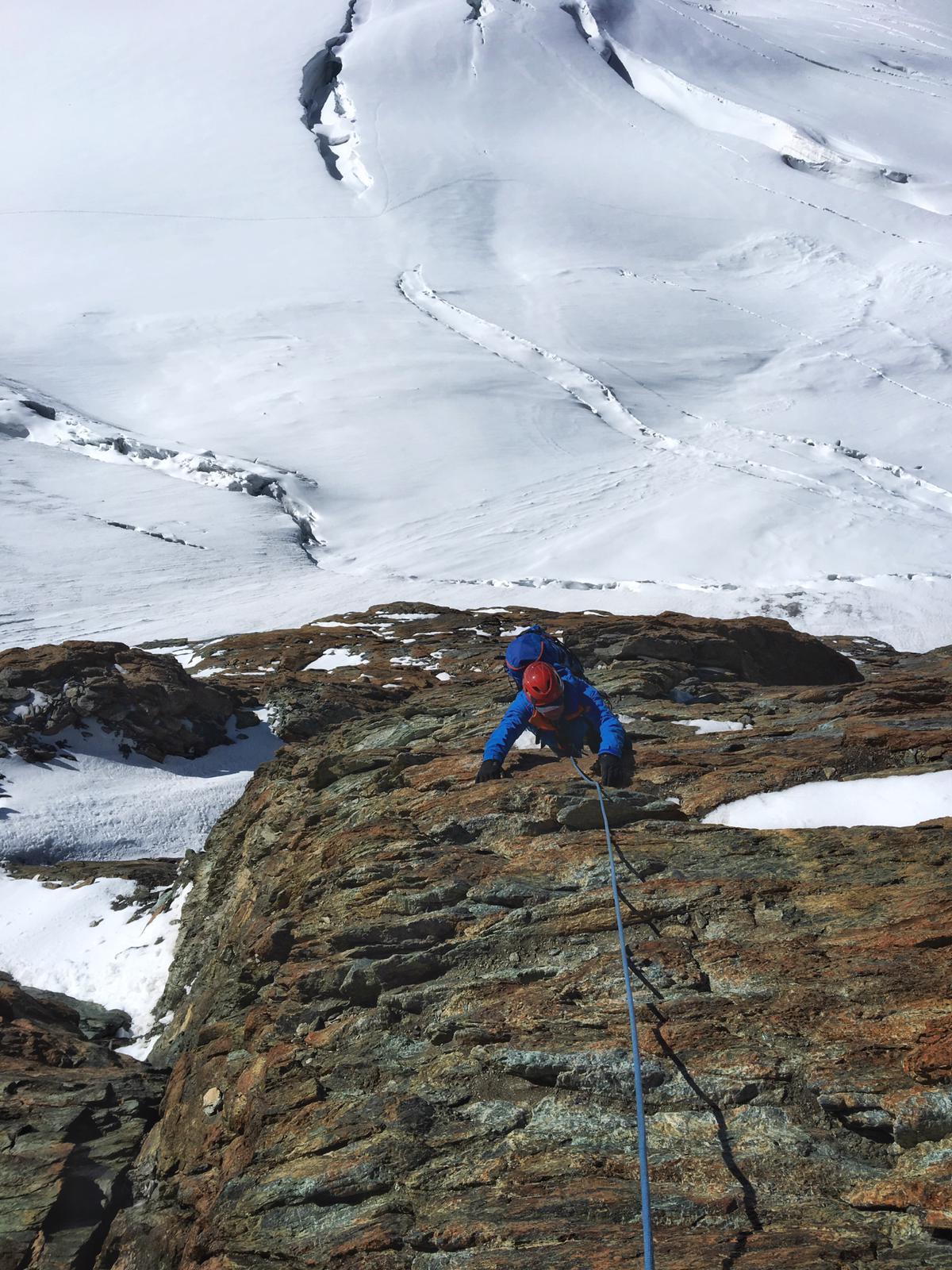On steep ground, climbing the Matterhorn