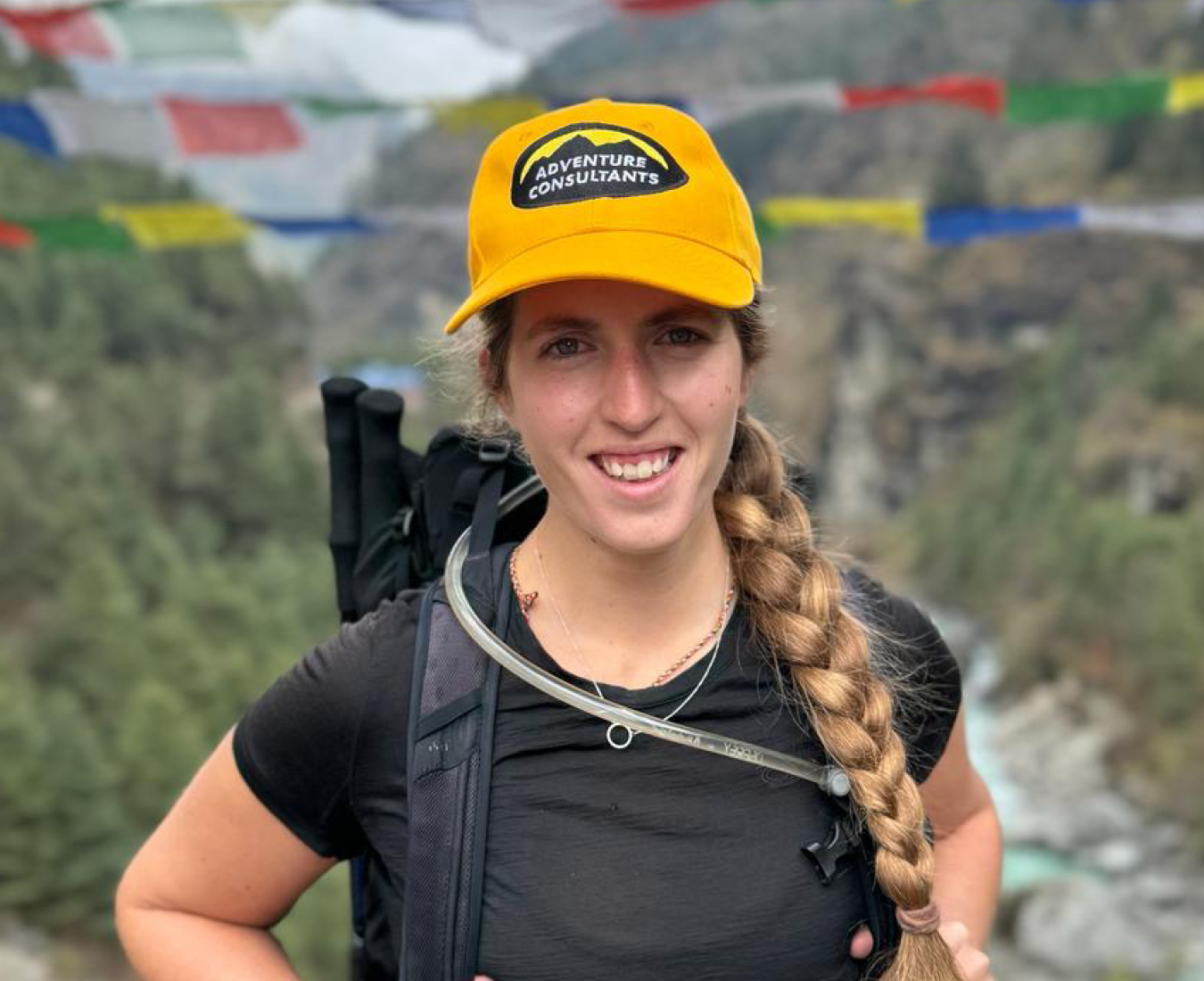 AC Everest Base Camp Manager Kimberly Reichle trekking in the lower reaches of the Khumbu Valley.