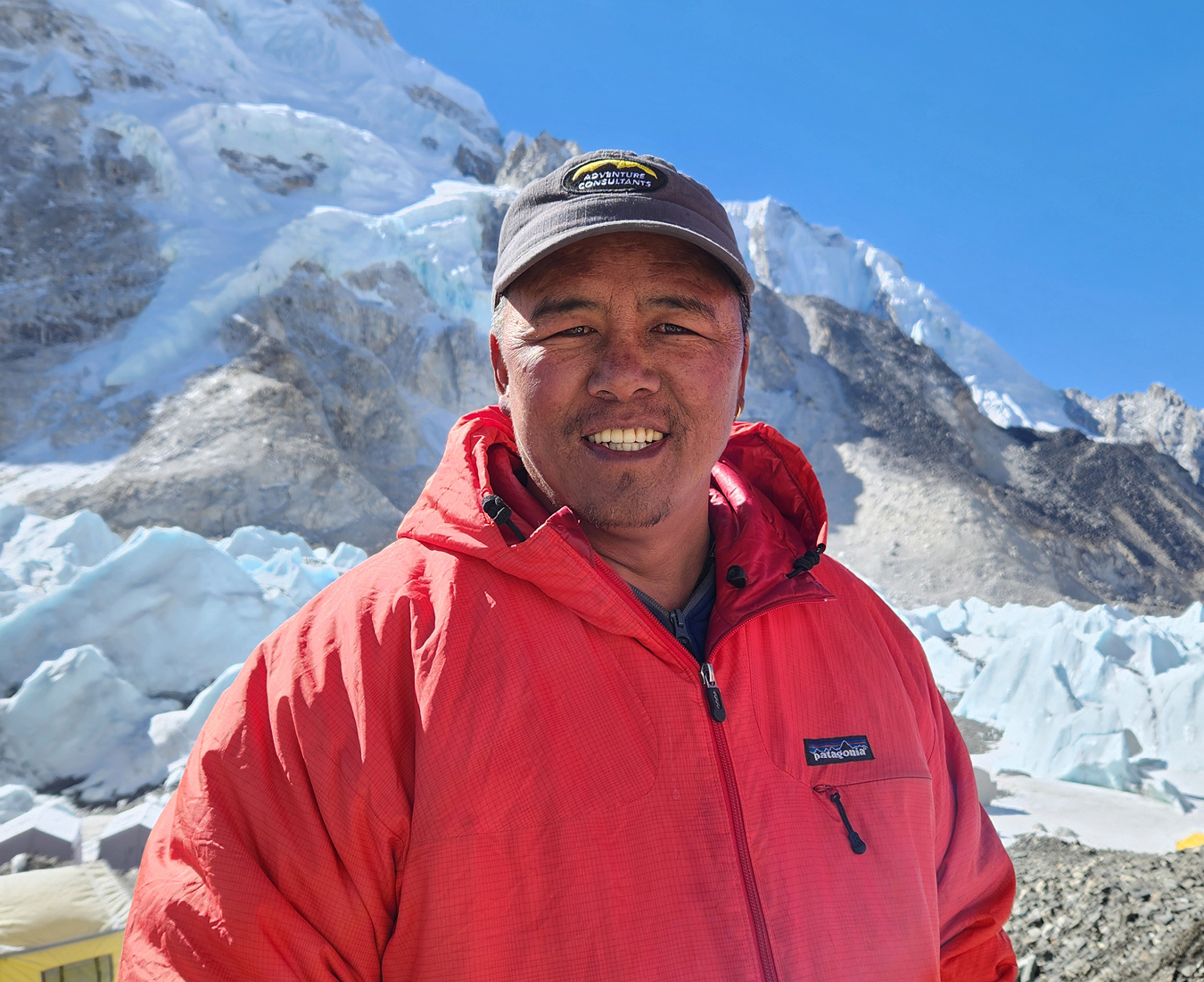 AC Expedition Sidar and Guide Da Jangbu Sherpa, veteran of 13 summits of Mount Everest at Everest Base Camp.