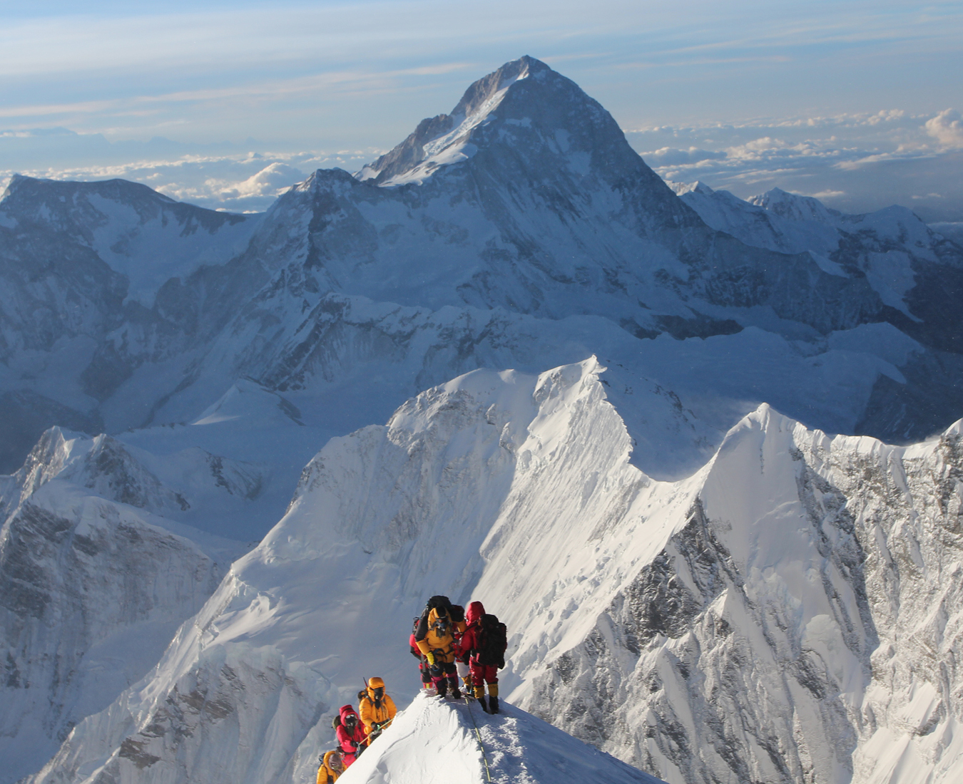 Climbers on South Summit Everest