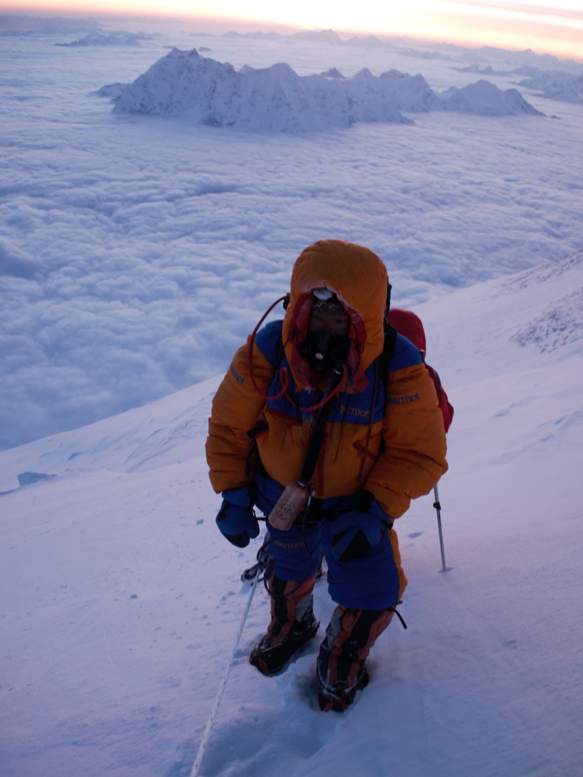 Summit morning on Mt Manslu high above the clouds