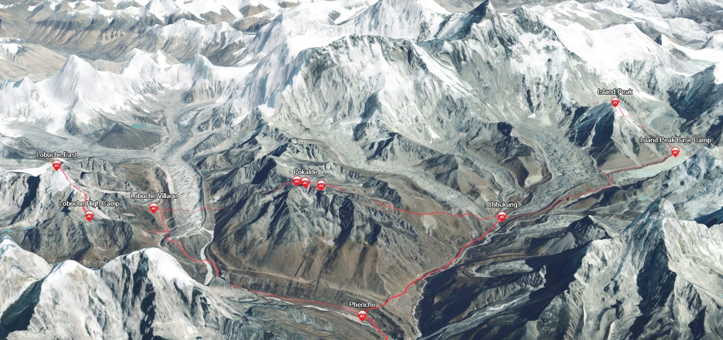 Interactive Map of Three Peaks Nepal Expedition