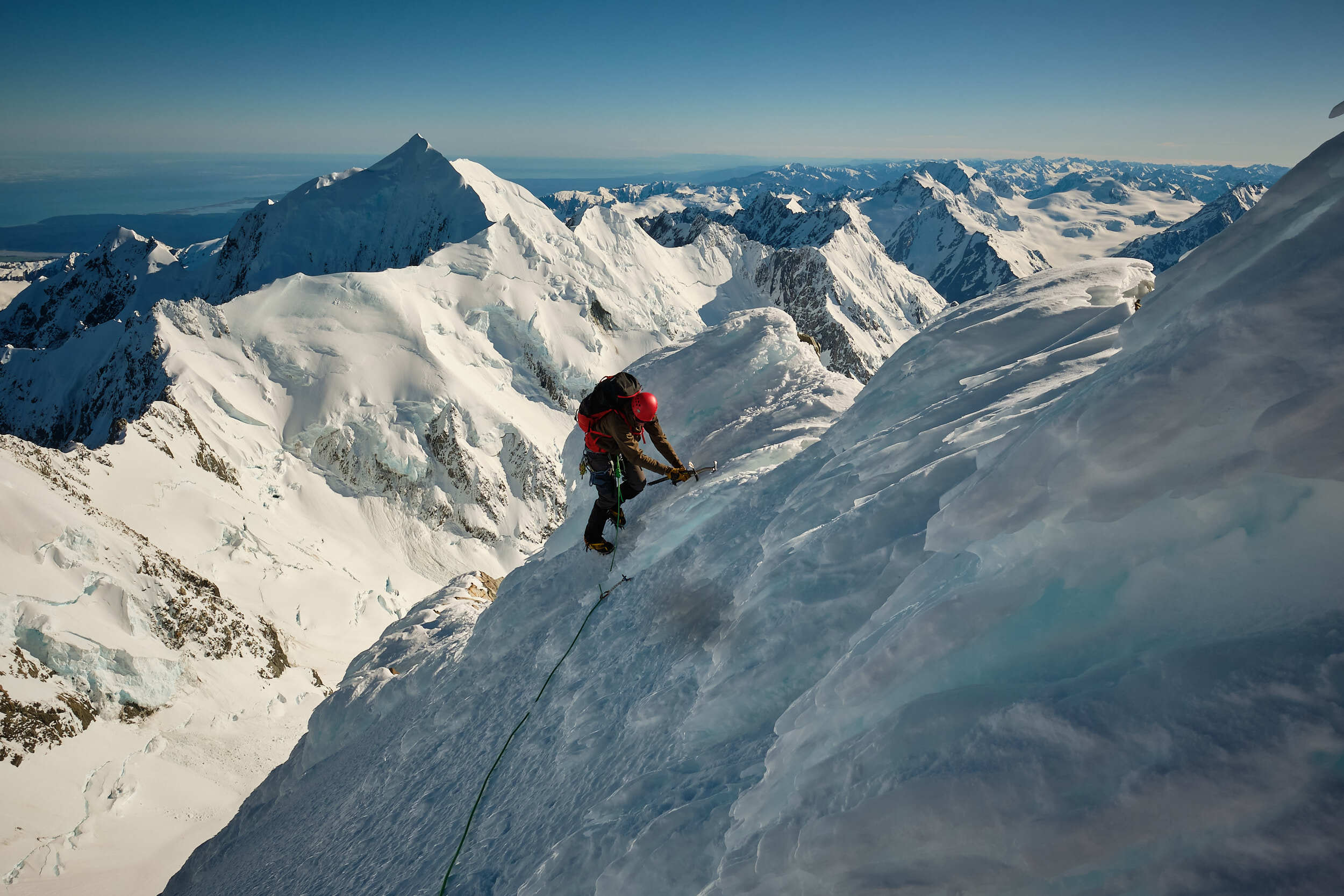 On the summit icecap of Aoraki -Mount Cook