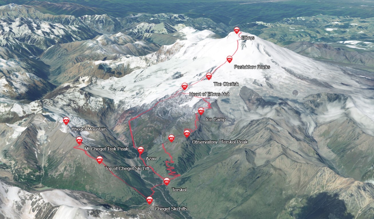 Interactive map of Mount Elbrus
